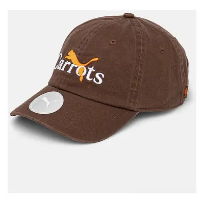 Bavlněná baseballová čepice Puma PUMA x CARROTS Dad Cap hnědá barva, s aplikací, 25789