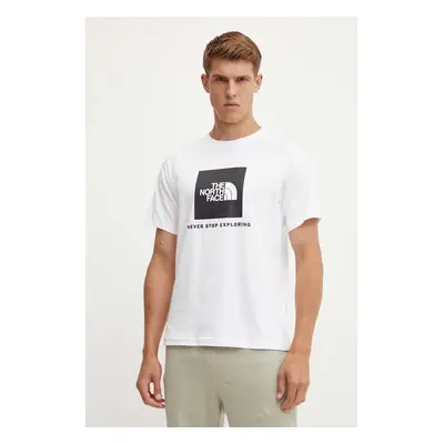 Bavlněné tričko The North Face S/S Raglan Redbox Tee bílá barva, s potiskem, NF0A87NJFN41