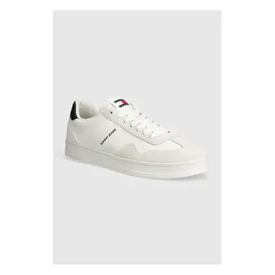 Sneakers boty Tommy Jeans TJM LEATHER RETRO CUPSOLE bílá barva, EM0EM01414