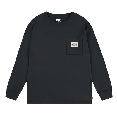 Dětská mikina Levi's LONG SLEEVE POCKET TEE černá barva, hladká, 9EL555