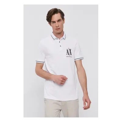 Polo tričko Armani Exchange pánské, bílá barva, s aplikací