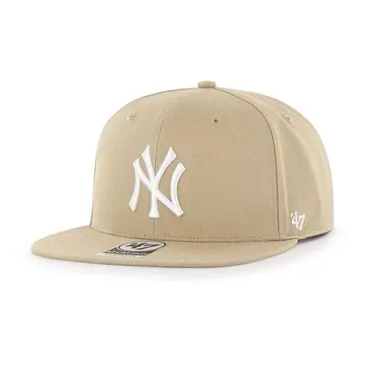 Kšiltovka 47 brand MLB New York Yankees béžová barva, s aplikací, B-NSHOT17WBP-KHB