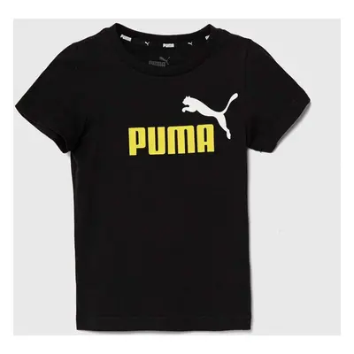 Dětské bavlněné tričko Puma černá barva, s potiskem