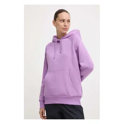 Mikina Under Armour dámská, fialová barva, s kapucí, hladká, 1379500