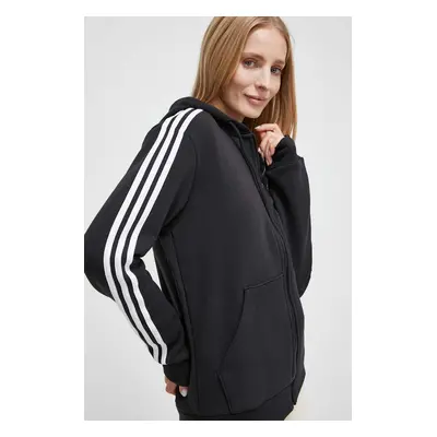 Mikina adidas dámská, černá barva, s kapucí, s aplikací, HZ5743