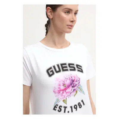 Tričko Guess PEONY bílá barva, V4YI15 J1314