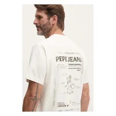 Bavlněné tričko Pepe Jeans AUSTIN bílá barva, s potiskem, PM509631