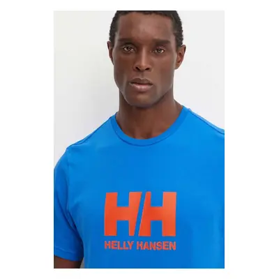 Bavlněné tričko Helly Hansen HH LOGO modrá barva, s potiskem, 30396