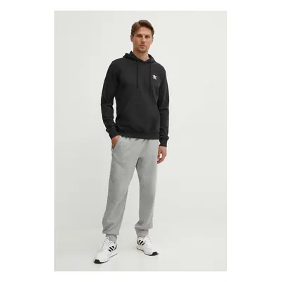 Bavlněná mikina adidas Originals pánská, černá barva, s kapucí, hladká, IW5789