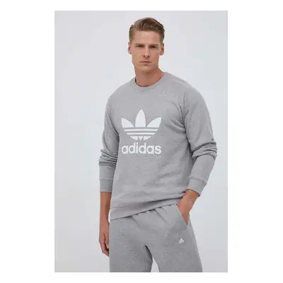 Bavlněná mikina adidas Originals pánská, šedá barva, s potiskem