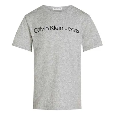 Dětské bavlněné tričko Calvin Klein Jeans šedá barva, s potiskem, IU0IU00599