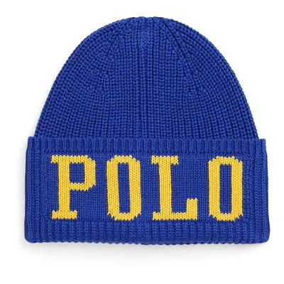 Dětská bavlněná čepice Polo Ralph Lauren modrá barva, 323953210001