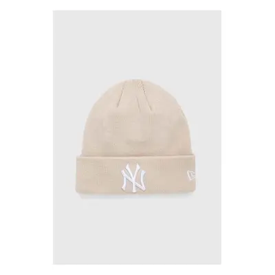 Čepice New Era béžová barva, z tenké pleteniny, NEW YORK YANKEES