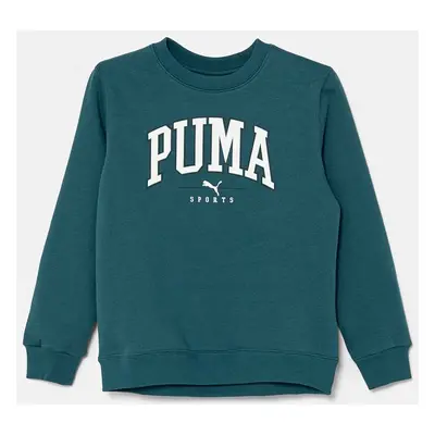 Dětská mikina Puma SQUAD Crew zelená barva, s potiskem, 682774