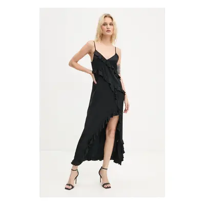 Šaty The Kooples černá barva, maxi, FROB29035K