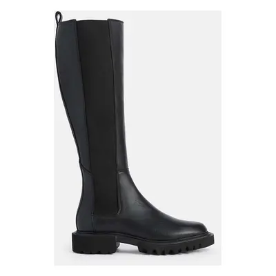 Kozačky AllSaints Maeve Boot dámské, černá barva, na plochém podpatku, W098FB