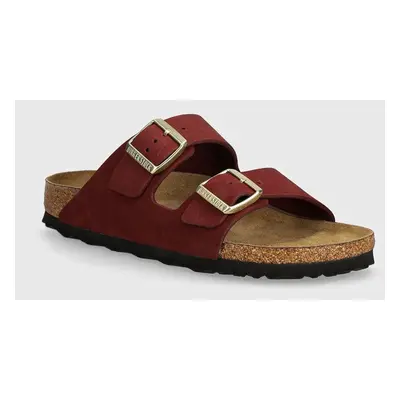 Nubukové pantofle Birkenstock Arizona SFB vínová barva, 1028719