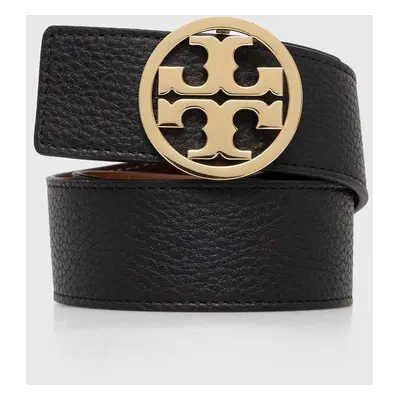 Oboustranný kožený pásek Tory Burch 1.5" Miller Reversible dámský, černá barva, 138936.001