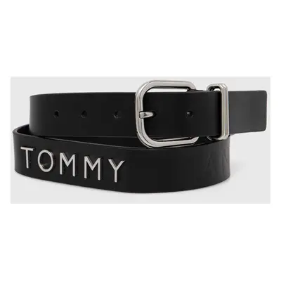 Kožený pásek Tommy Jeans dámský, černá barva, AW0AW16255