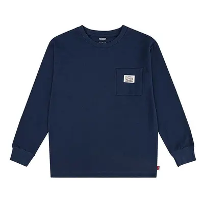 Dětská mikina Levi's LONG SLEEVE POCKET TEE tmavomodrá barva, hladká, 9EL555