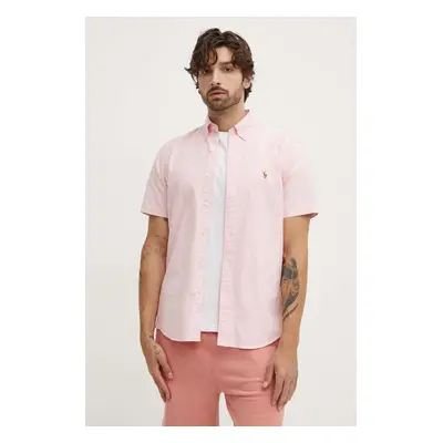 Bavlněná košile Polo Ralph Lauren růžová barva, regular, s límečkem button-down