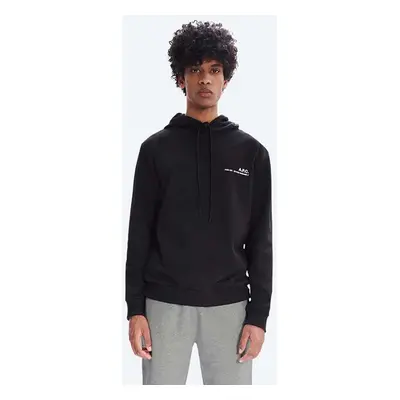 Bavlněná mikina A.P.C. Hoodie Item COEAS-H27672 BLACK pánská, černá barva, s kapucí, hladká