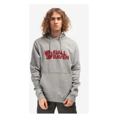 Bavlněná mikina Fjallraven Logo Hoodie F84144 020-999 pánská, šedá barva, s kapucí, vzorovaná