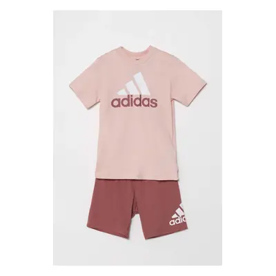 Dětská bavlněná souprava adidas LK BL CO T SET růžová barva, IX7326