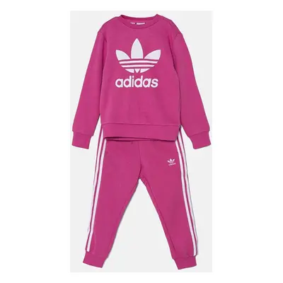 Dětská tepláková souprava adidas Originals TREFOIL CREW SE růžová barva, IY4781