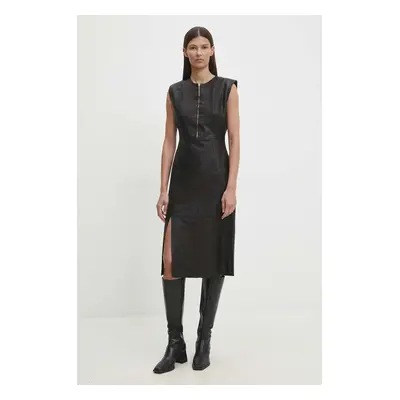 Kožené šaty Bruuns Bazaar SoftBBAgathea leather dress černá barva, mini, BBW4183