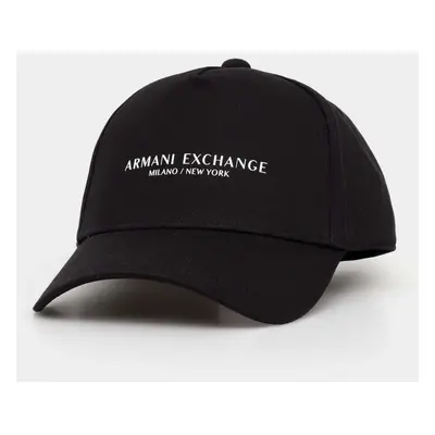 Bavlněná baseballová čepice Armani Exchange černá barva, s potiskem, 944207 3R130