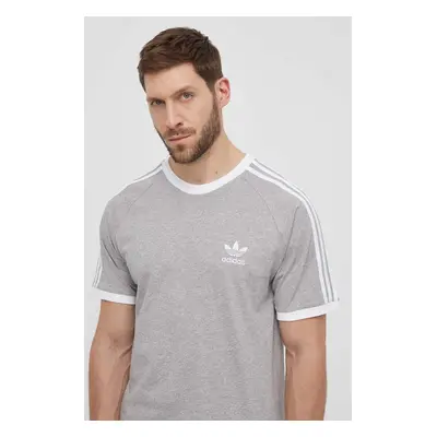 Bavlněné tričko adidas Originals Adicolor 3-Stripes šedá barva, IA4848