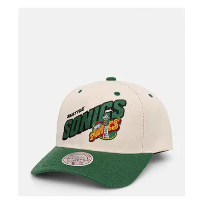 Kšiltovka Mitchell&Ness Seattle Supersonics béžová barva, vzorovaná, HHSS7506-SSUYYPPPOFWH