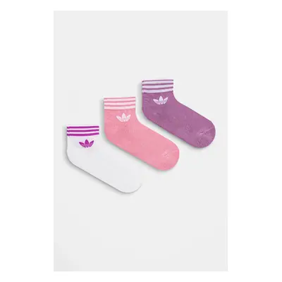 Ponožky adidas Originals 3-pack dámské, růžová barva, IX7520