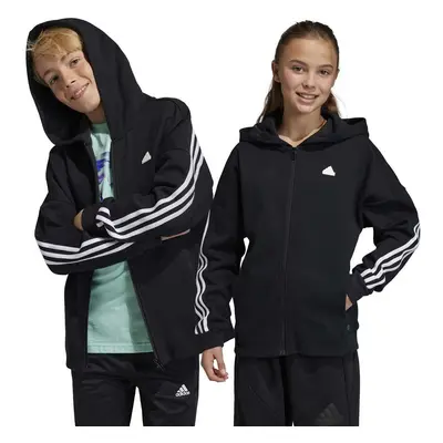 Dětská mikina adidas U FI 3S FZ černá barva, s kapucí, s aplikací