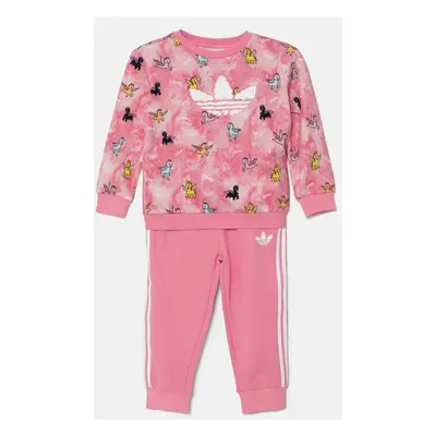 Dětská bavlněná tepláková souprava adidas Originals CREW SET růžová barva, JN4669