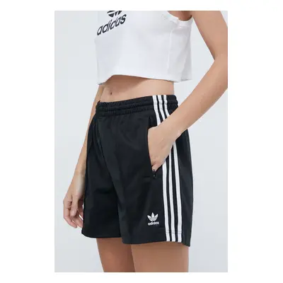 Kraťasy adidas Originals Firebird dámské, černá barva, s aplikací, high waist, IU2425