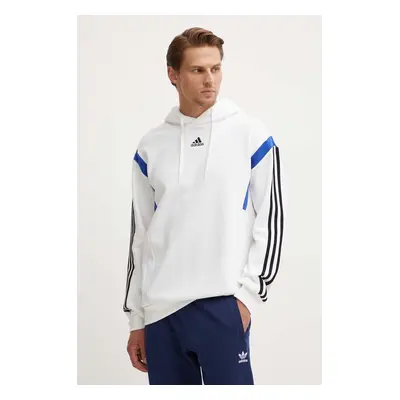 Mikina adidas pánská, bílá barva, s kapucí, s aplikací, JJ1538