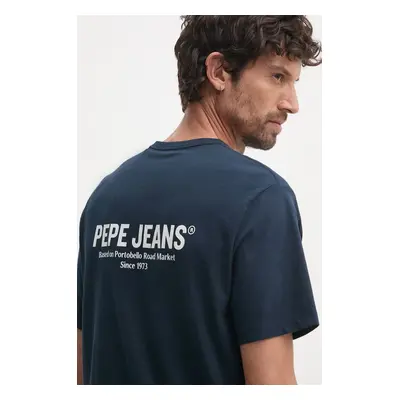 Bavlněné tričko Pepe Jeans SAM TEE tmavomodrá barva, s potiskem, PM509433