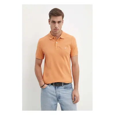 Bavlněné polo tričko United Colors of Benetton oranžová barva