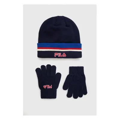 Čepice a dětské rukavice Fila BEREA Set beanies & Gloves tmavomodrá barva