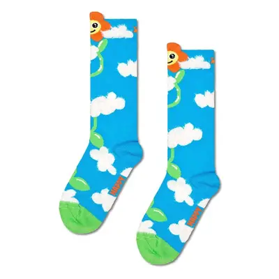 Dětské ponožky Happy Socks Kids Growing Flower Knee High Sock modrá barva, P001434