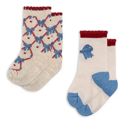 Dětské ponožky Konges Sløjd JAQUARD BOW SOCKS 2-pack béžová barva, KS101359