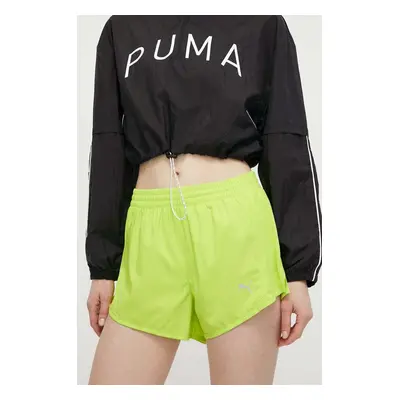 Běžecké šortky Puma Favourite Velocity zelená barva, medium waist, 523178