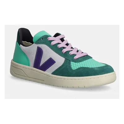 Kožené sneakers boty Veja V-10 zelená barva, VX0303670A