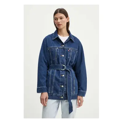 Džínová bunda Levi's dámská, tmavomodrá barva, přechodná, oversize, A9368