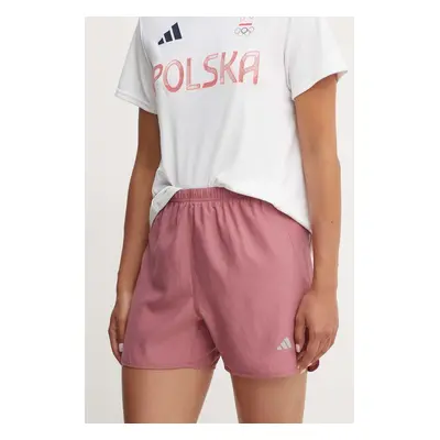 Běžecké šortky adidas Performance Run It růžová barva, high waist, IT3474