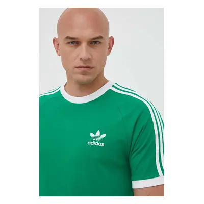 Bavlněné tričko adidas Originals Adicolor 3-Stripes zelená barva, s potiskem, IM0410