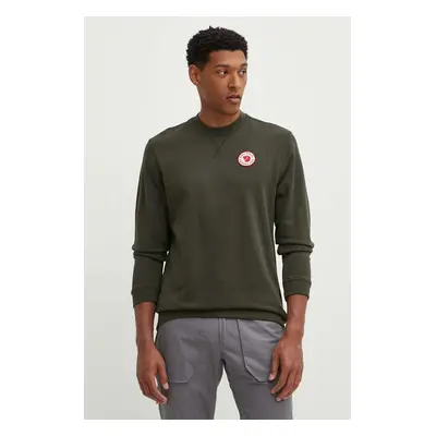 Bavlněná mikina Fjallraven 1960 Logo Badge Sweater pánská, zelená barva, s aplikací, F87163