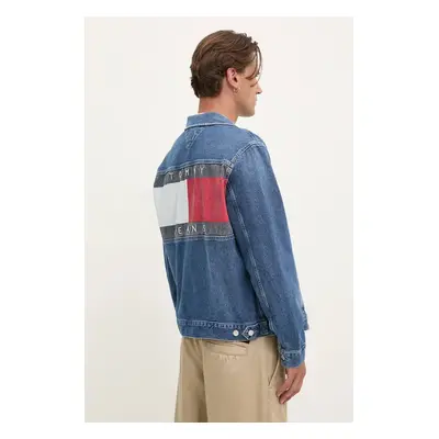 Džínová bunda Tommy Jeans pánská, modrá barva, přechodná, DM0DM20495